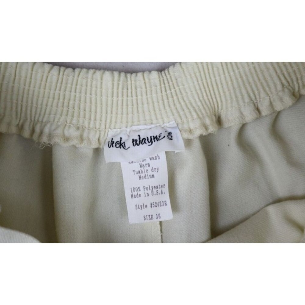 VINTAGE WOMEN'S IVORY WHITE HIGH WAIST WIDE LEG SHORTS - VICKI WAYNE'S - SIZE 36 - Picture 5 of 9